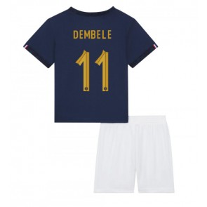 Frankrike Ousmane Dembele #11 Hemmaställ Barn VM 2022 Kortärmad (+ Korta byxor)